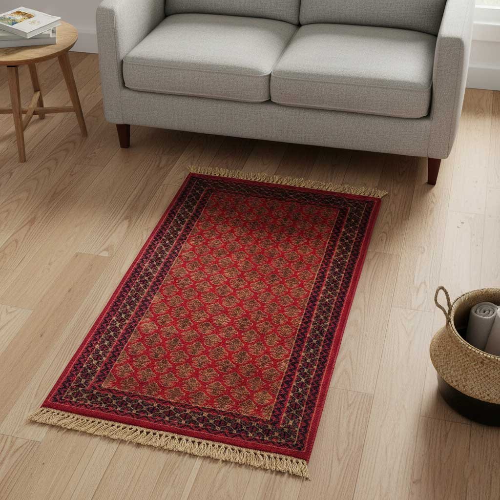 2.5x4 ft Hand Knotted Woolen Carpet Red lichi - Image 3