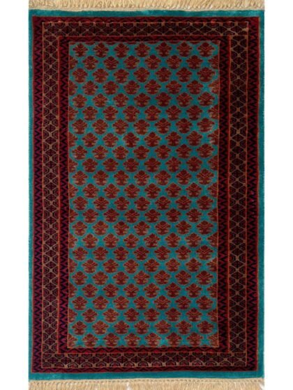 2.5x4 ft Hand Knotted Woolen Carpet Turquoise Lichi