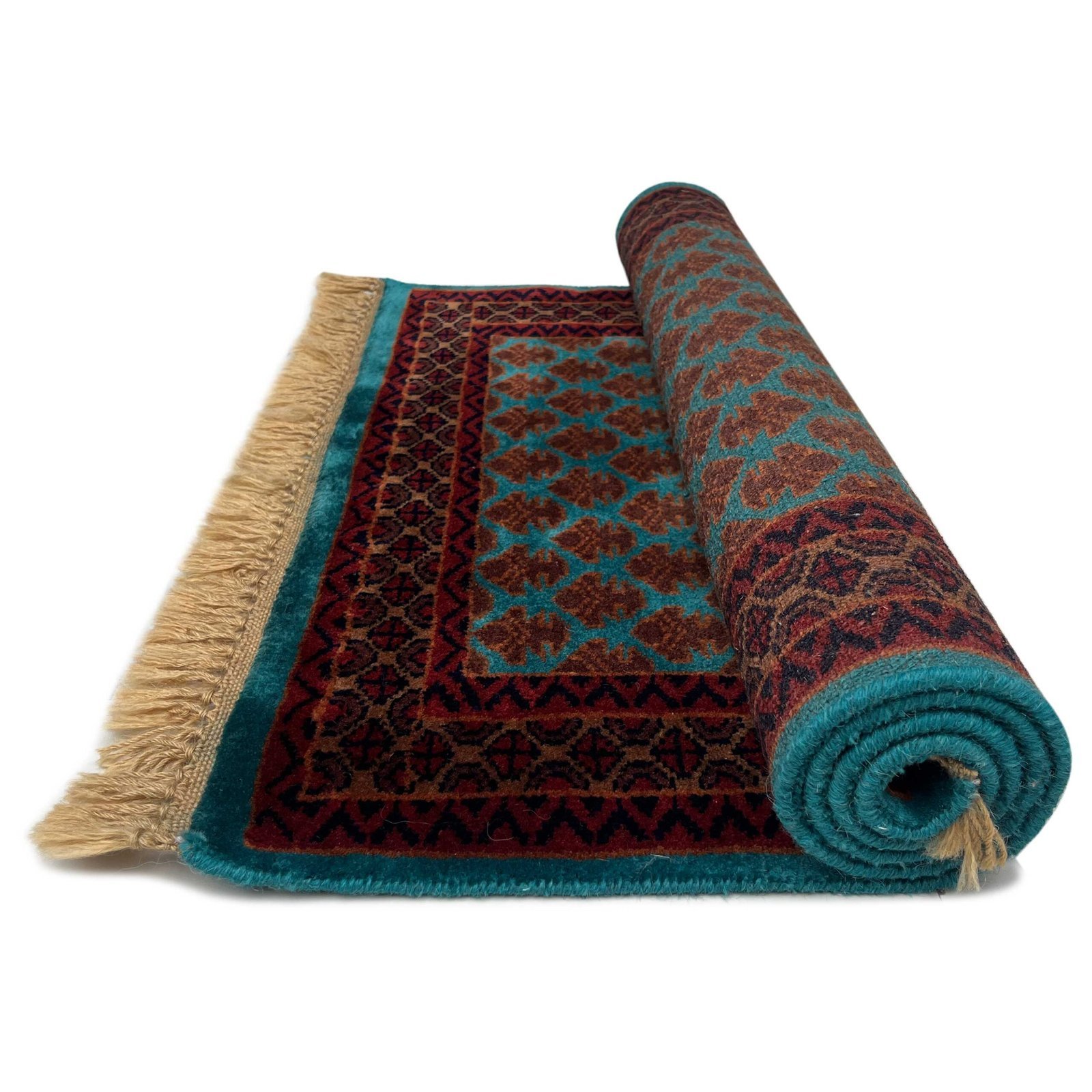 2.5x4 ft Hand Knotted Woolen Carpet Turquoise Lichi - Image 4