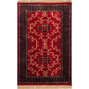 2.5x4 ft Hand Knotted Woolen Carpet Red Palace