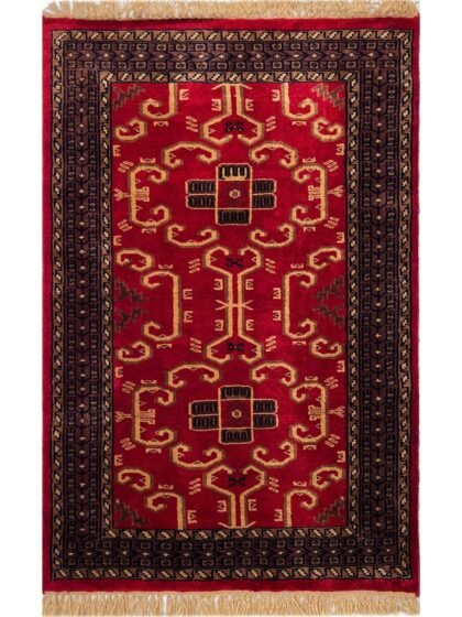 2.5x4 ft Hand Knotted Woolen Carpet Red Palace