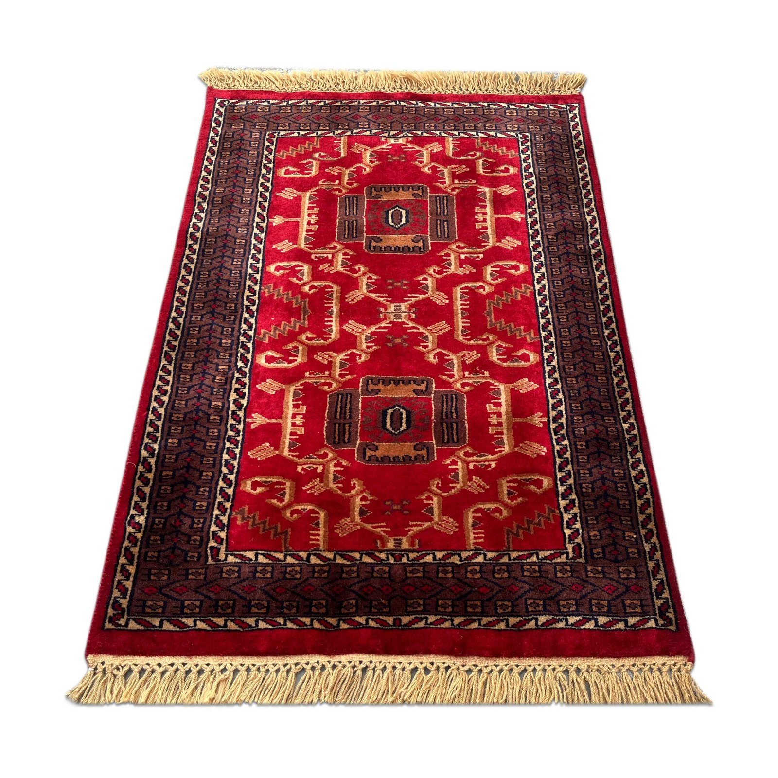 2.5x4 ft Hand Knotted Woolen Red Palace Carpet - Image 2