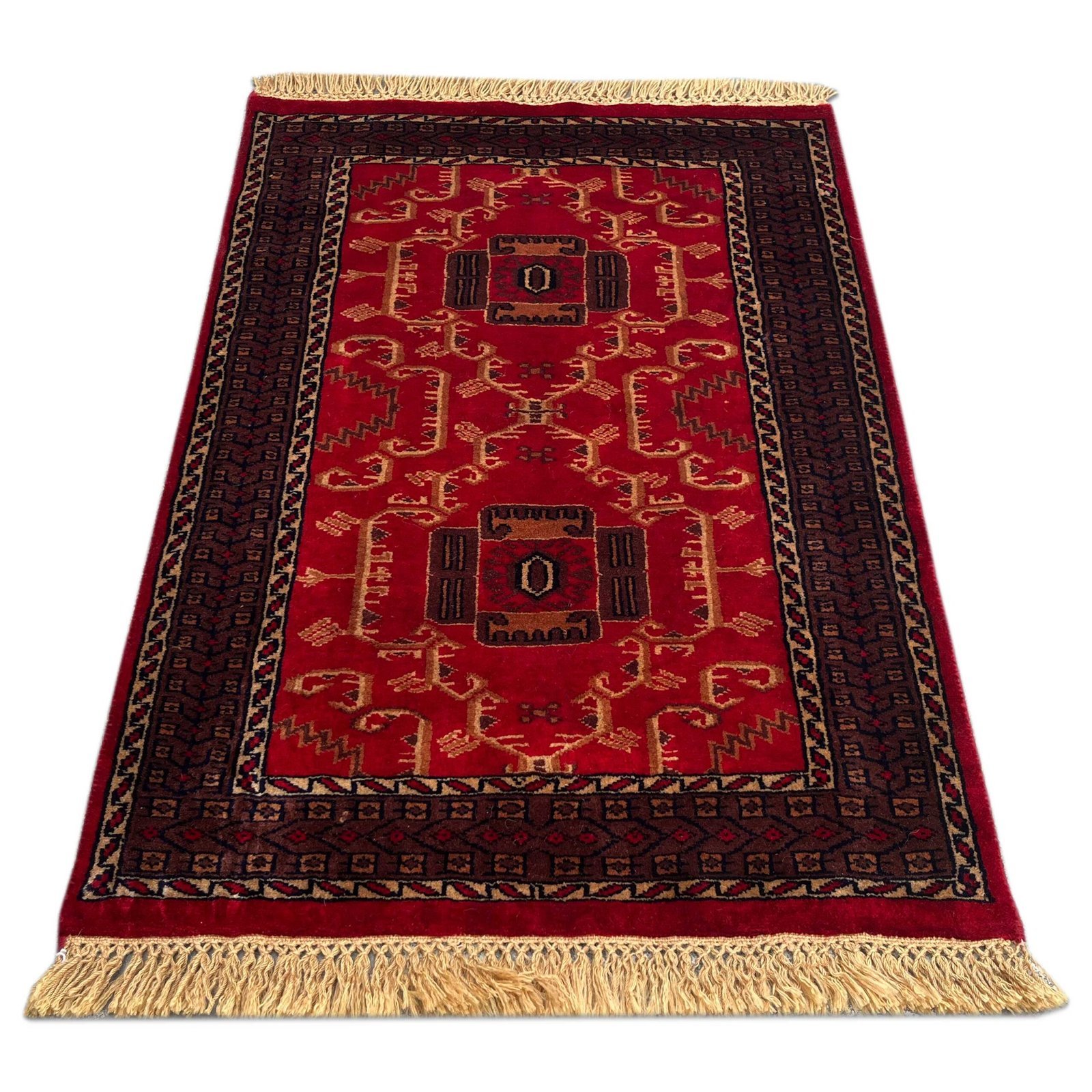 2.5x4 ft Hand Knotted Woolen Red Palace Carpet - Image 6