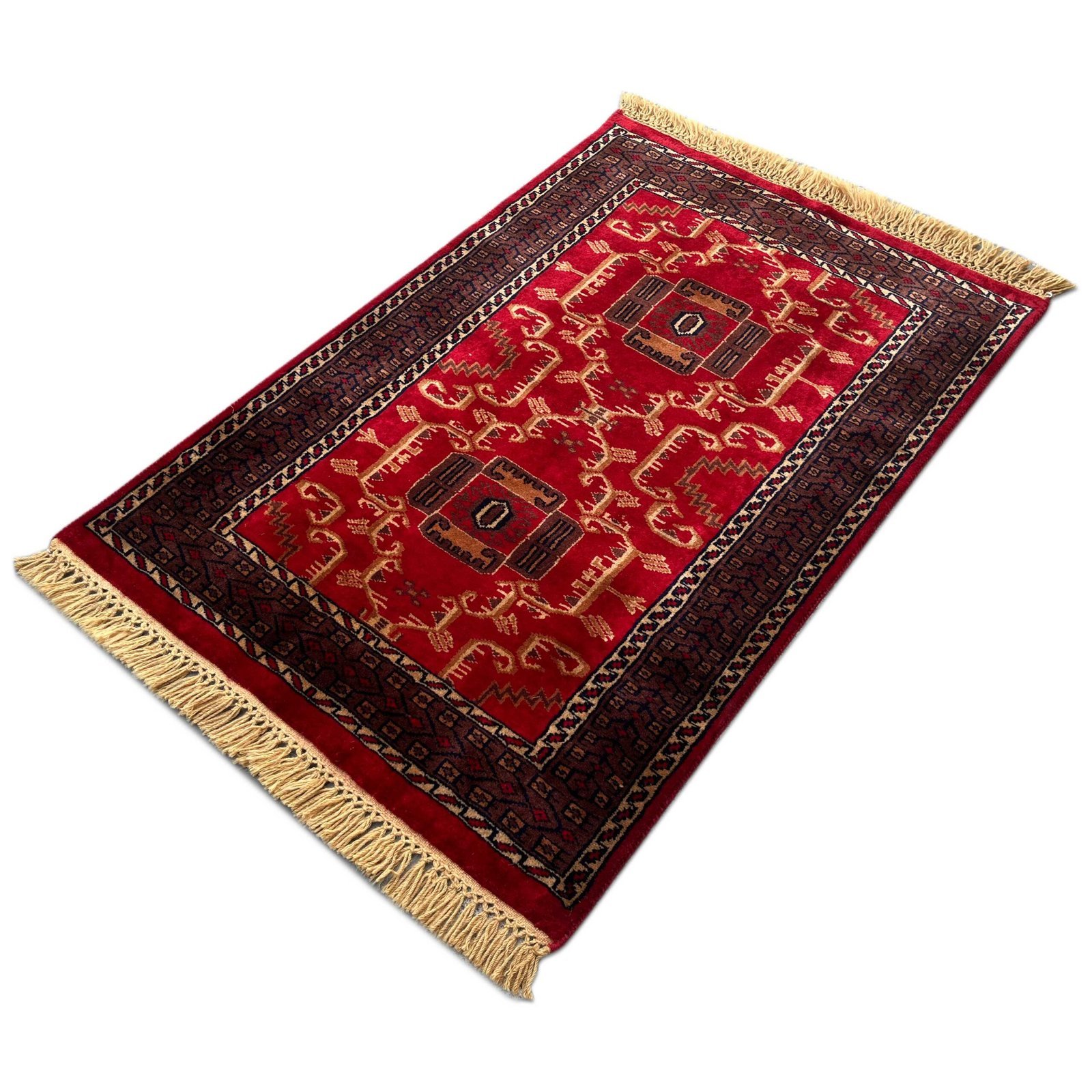 2.5x4 ft Hand Knotted Woolen Red Palace Carpet - Image 4