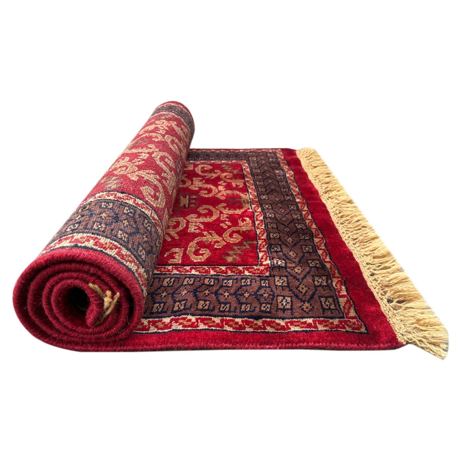 2.5x4 ft Handmade Wool Red Palace Carpet - Image 3