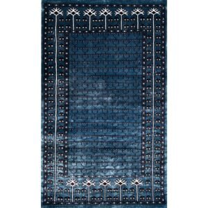 2.5x4 ft Hand Knotted Bamboo Silk Carpet – Blue Parda Design | Small Decorative Area Carpet