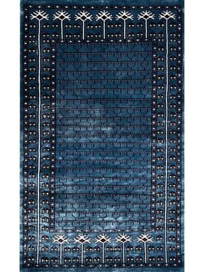 2.5x4 ft Hand Knotted Bamboo Silk Carpet – Blue Parda Design | Small Decorative Area Carpet
