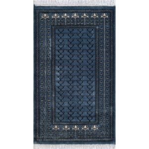 2.5x4 ft Hand Knotted Woolen Carpet Bluish Gray Parda