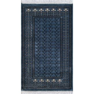 2.5x4 ft Hand Knotted Woolen Carpet Bluish Gray Parda