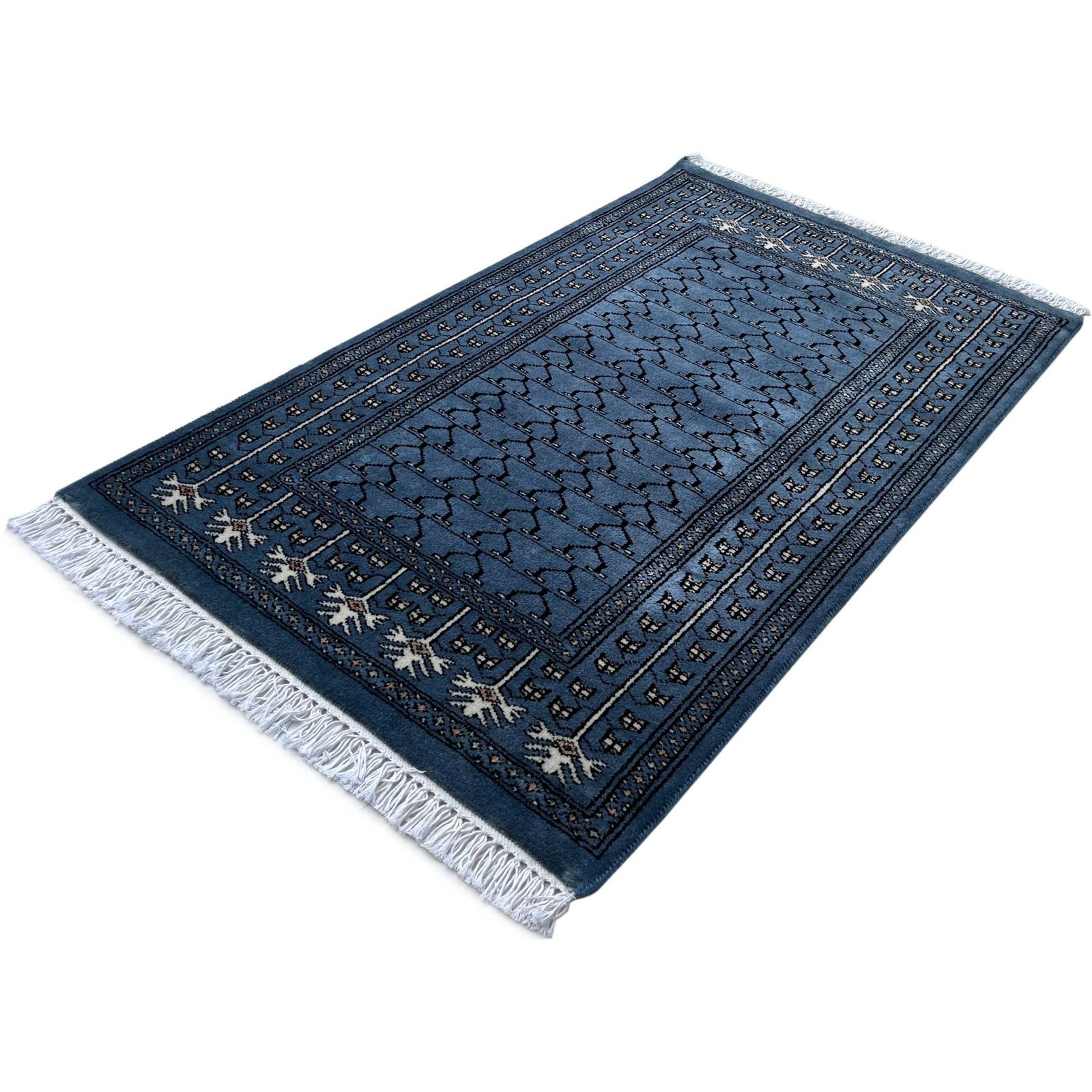 2.5x4 ft Hand Knotted Woolen Carpet Bluish Gray Parda - Image 5
