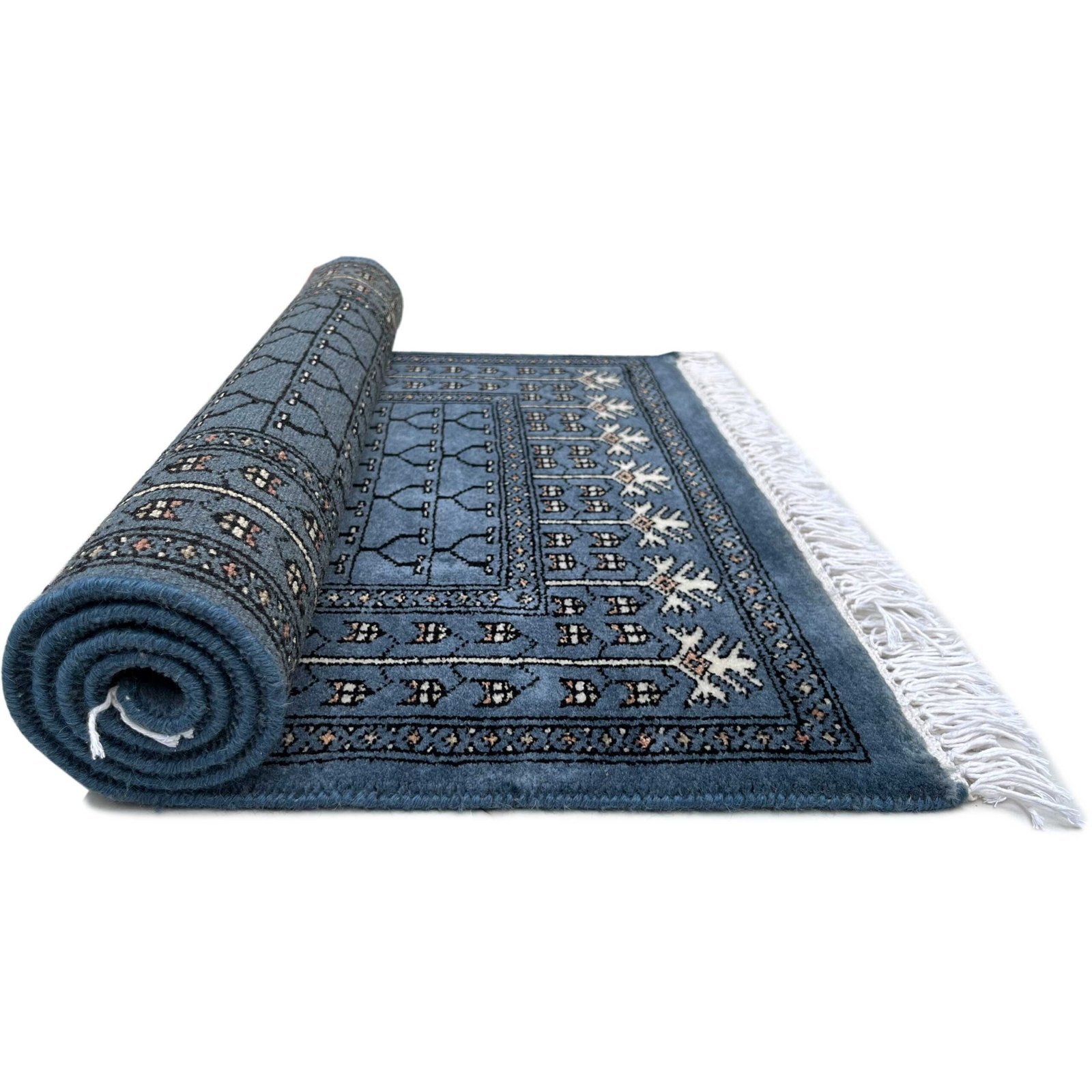 2.5x4 ft Hand Knotted Woolen Carpet Bluish Gray Parda - Image 7