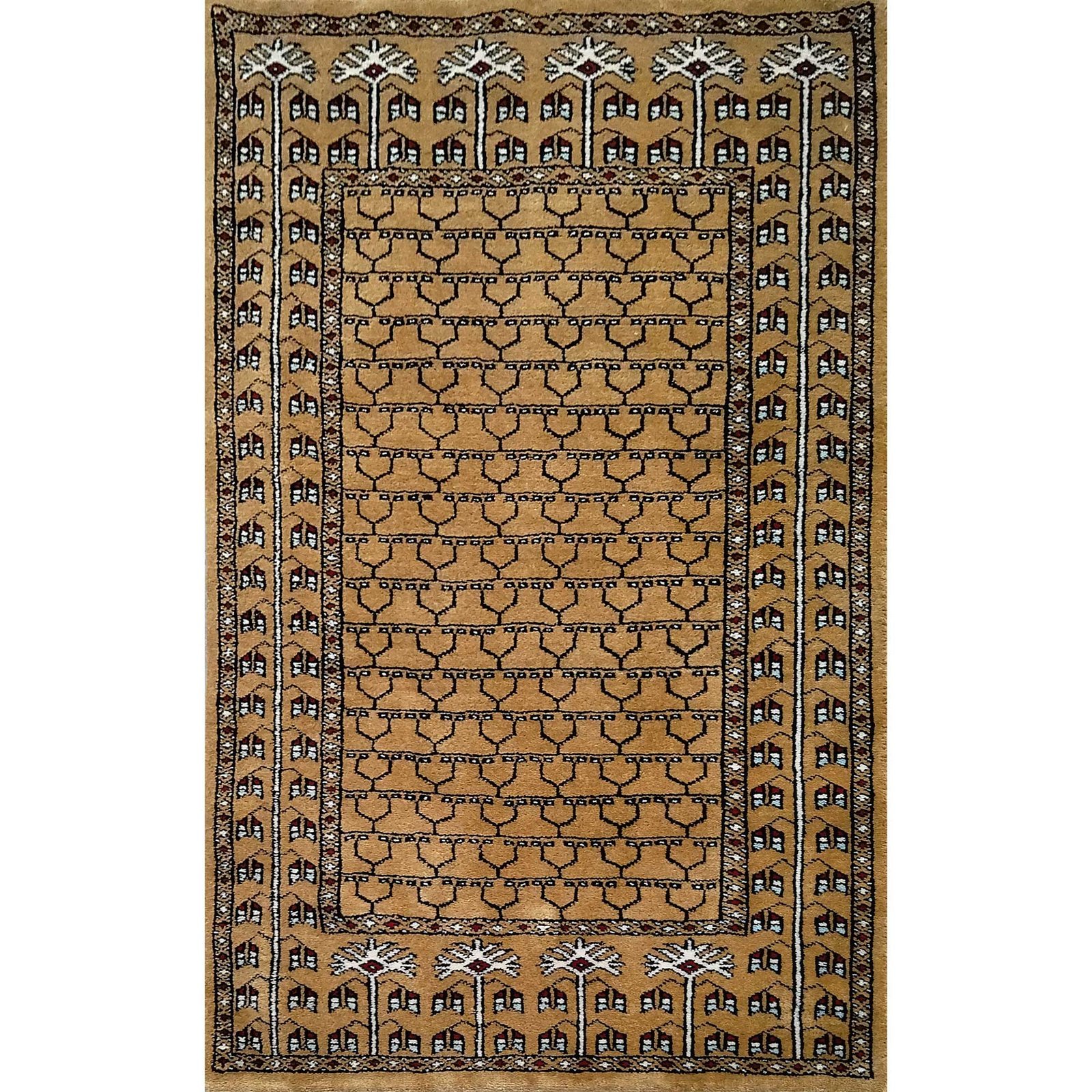 2.5x4 Feet Handmade Camel Wool Carpet Tribal