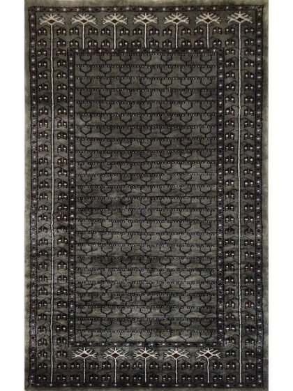 2.5x4 feet Hand Knotted Bamboo Silk Carpet Gray Parda