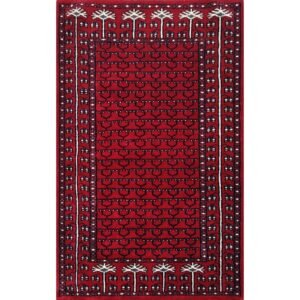 2.5x4 Feet Handmade Red Wool Carpet Tribal