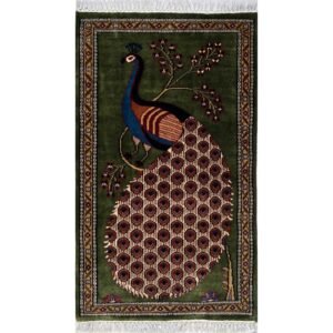2.5x4 ft Hand-knotted Woolen Peacock green