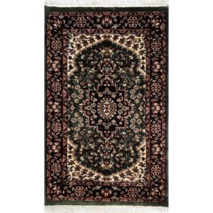 2.5x4 ft Hand Knotted Woolen Carpet Persian Green