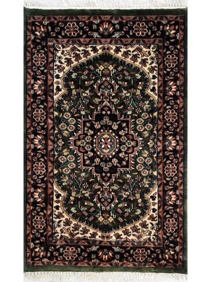2.5x4 ft Hand Knotted Woolen Carpet Persian Green