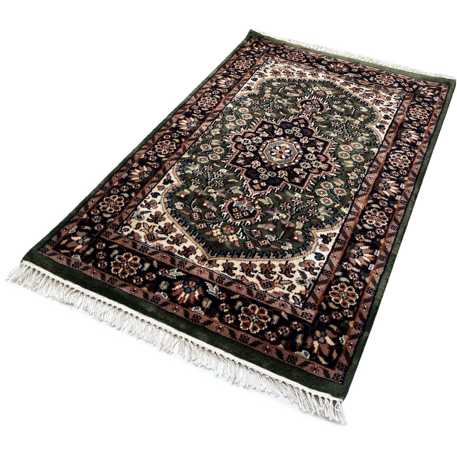 2.5x4 ft Hand Knotted Woolen Carpet Persian Green - Image 6