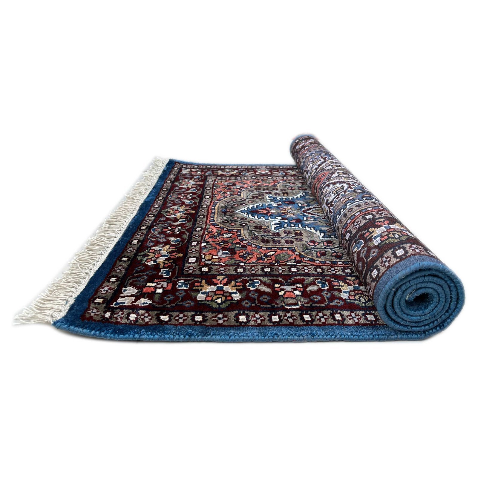 2.5x4 feet Hand Knotted Bamboo Silk Carpet Indopersian Blue - Image 3