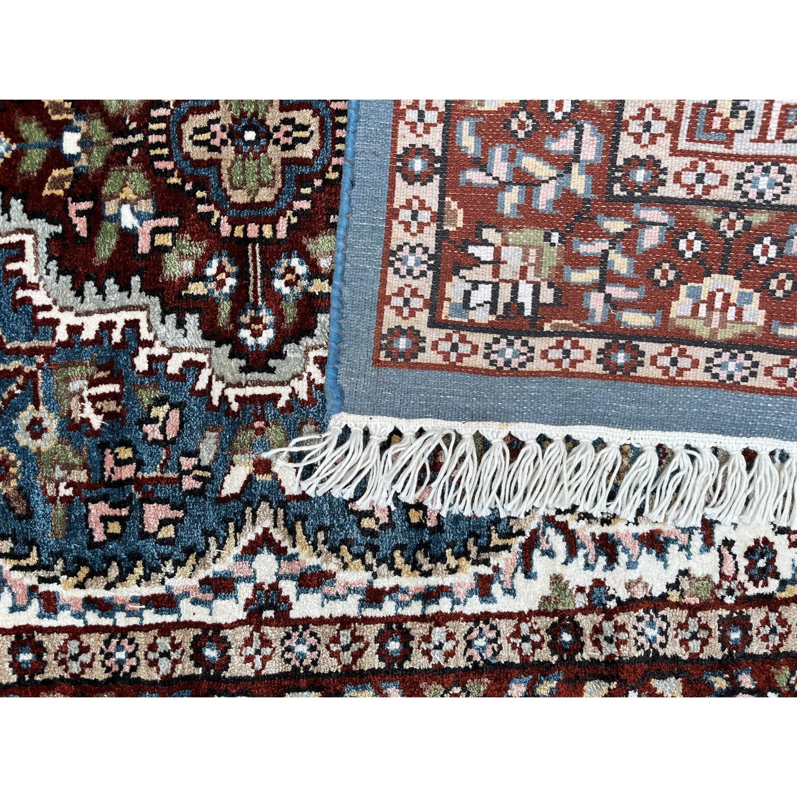 2.5x4 feet Hand Knotted Bamboo Silk Carpet Indopersian Bluish Gray - Image 6