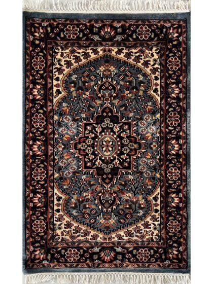 2.5x4 ft Hand Knotted Woolen Carpet Persian Bluish Gray