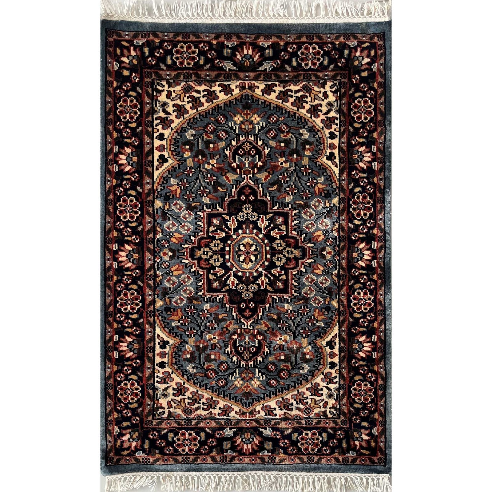 2.5x4 ft Hand Knotted Woolen Carpet Persian Bluish Gray