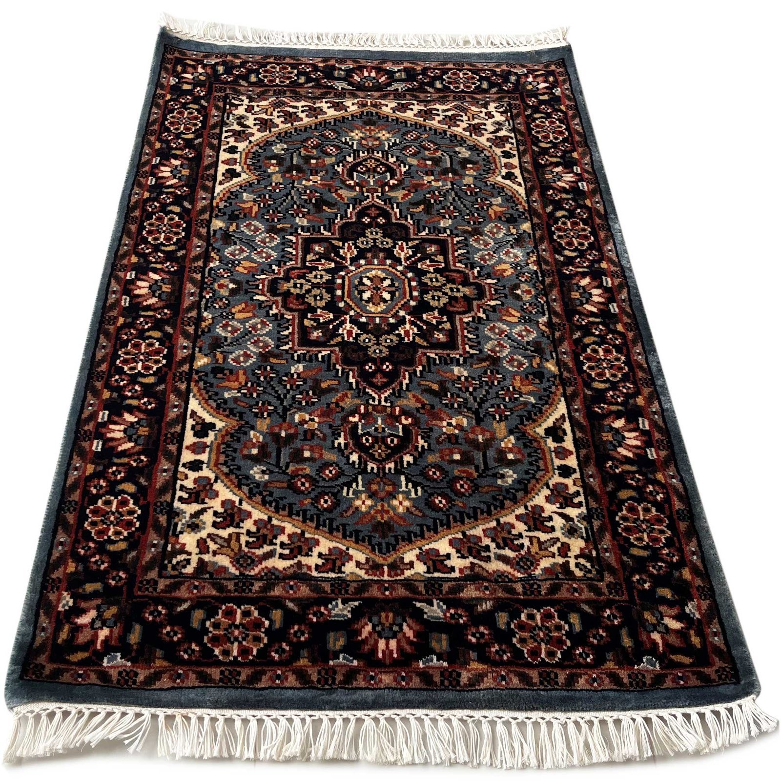 2.5x4 ft Hand Knotted Woolen Carpet Persian Bluish Gray - Image 2