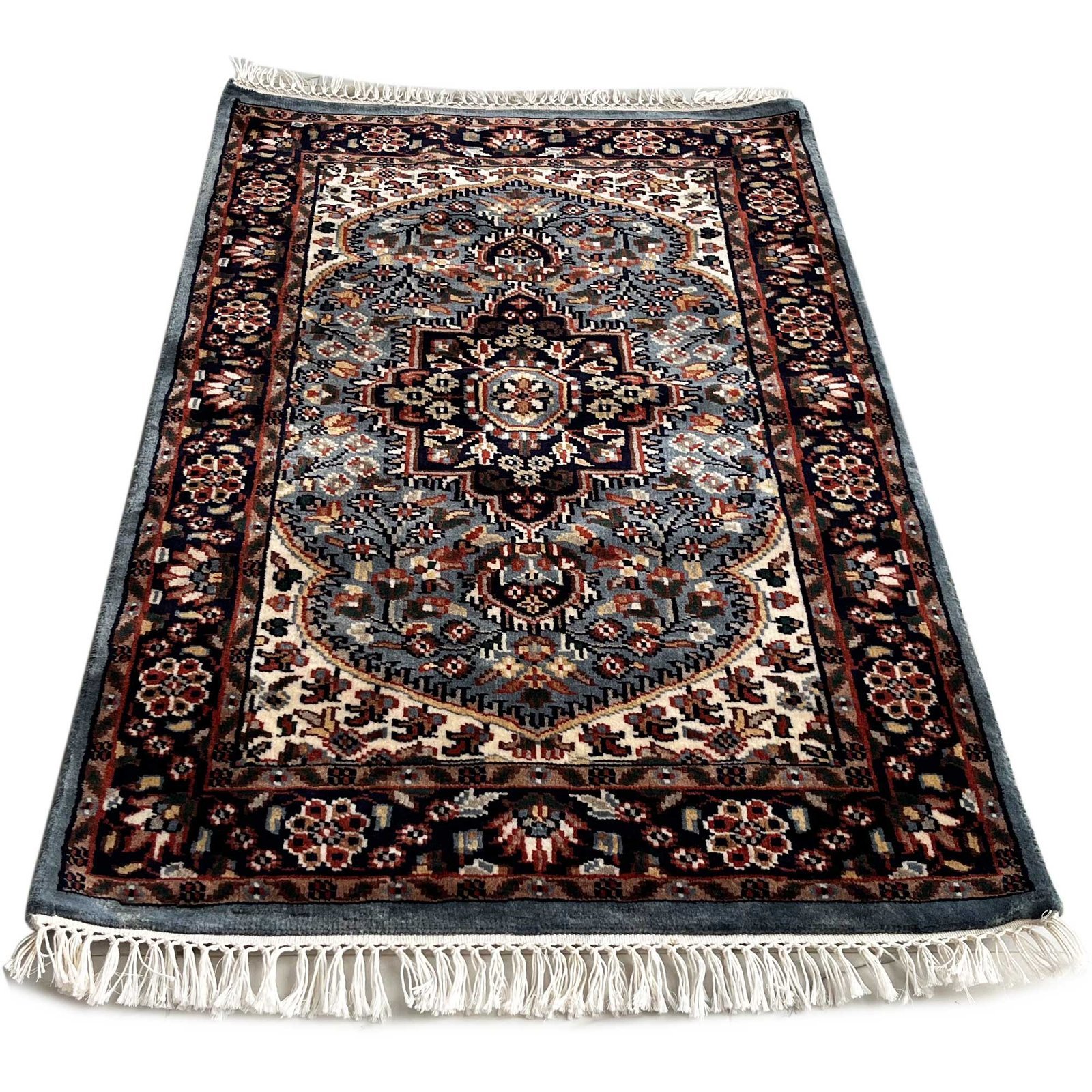 2.5x4 ft Hand Knotted Woolen Carpet Persian Bluish Gray - Image 5