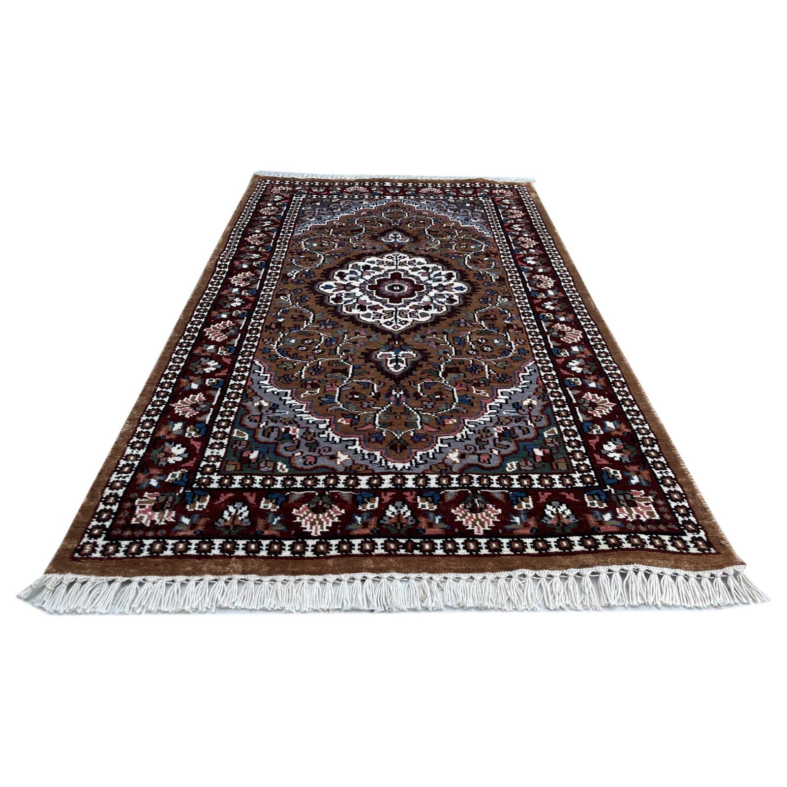 2.5x4 feet Hand Knotted Bamboo Silk Carpet Indopersian Copper - Image 2