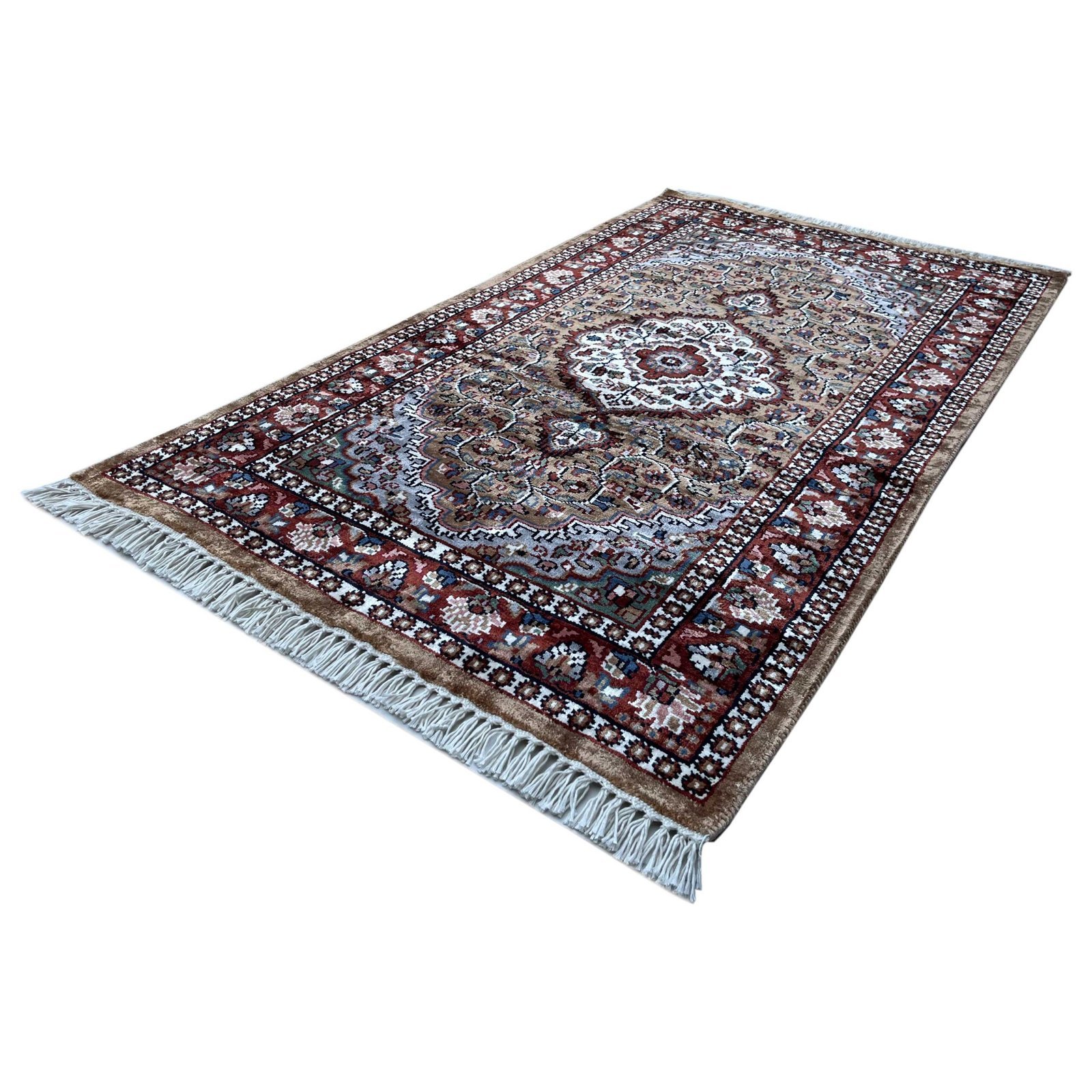 2.5x4 feet Hand Knotted Bamboo Silk Carpet Indopersian Copper - Image 6