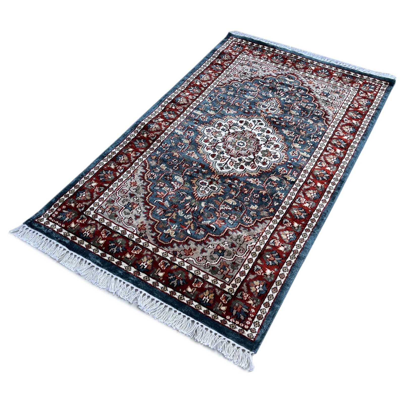 2.5x4 feet Hand Knotted Bamboo Silk Carpet Indopersian Gray - Image 7