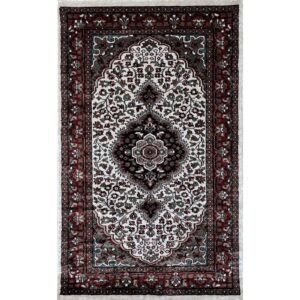 2.5x4 feet Hand Knotted Bamboo Silk Carpet Indopersian White