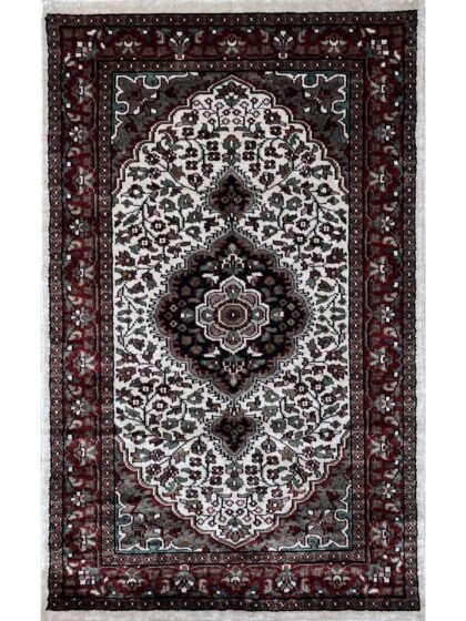 2.5x4 feet Hand Knotted Bamboo Silk Carpet Indopersian White
