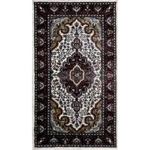 2.5x4 feet Hand Knotted Bamboo Silk Carpet Indopersian White and Multi