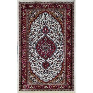 2.5x4 ft White Handmade Bamboo Silk Persian Carpet