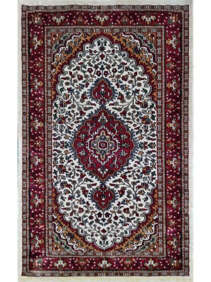 2.5x4 ft White Handmade Bamboo Silk Persian Carpet