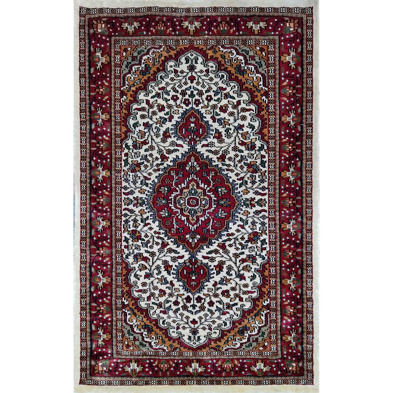 2.5x4 ft White Handmade Bamboo Silk Persian Carpet