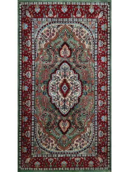 2.5x5 Ft Handmade Green Persian Wool Carpet