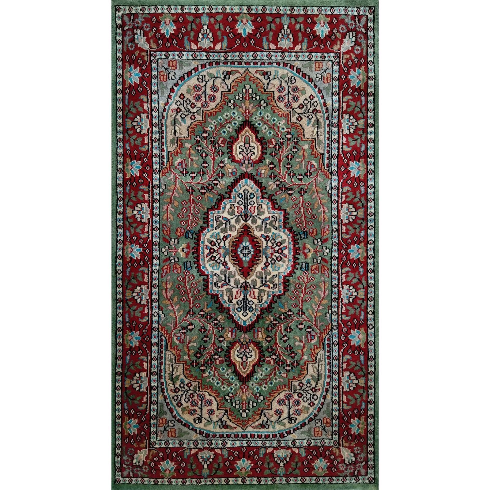 2.5x5 Ft Handmade Green Persian Wool Carpet