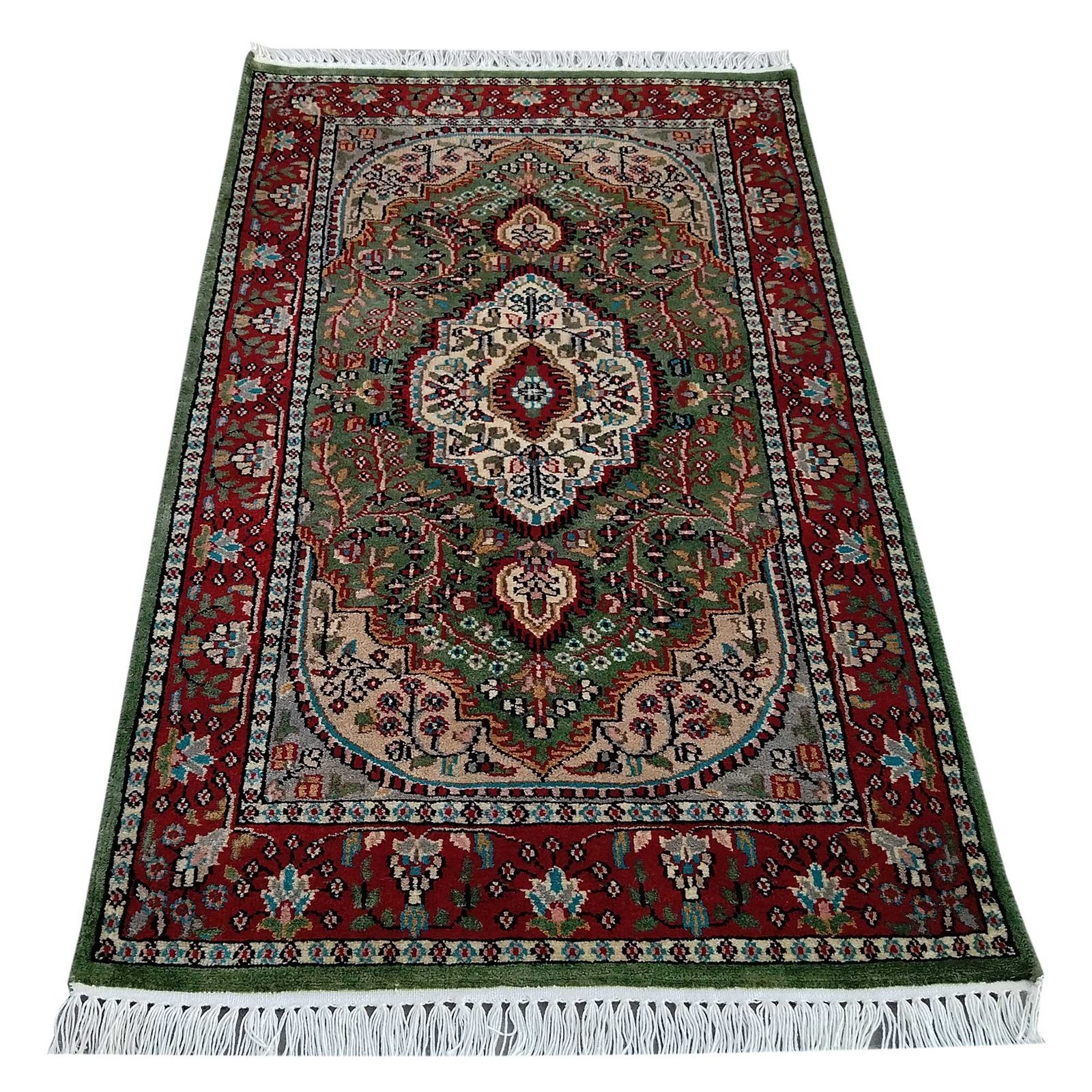 2.5x5 Ft Handmade Green Persian Wool Carpet - Image 2