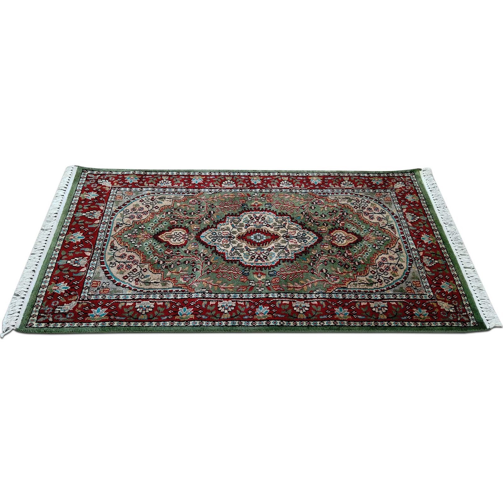 2.5x5 Ft Handmade Green Persian Wool Carpet - Image 3