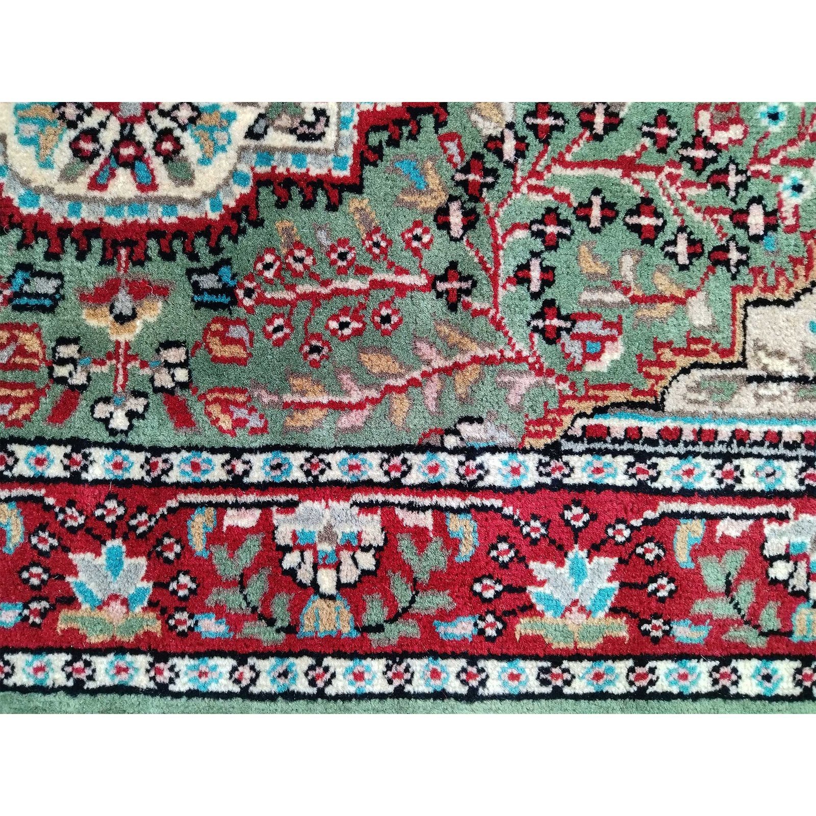 2.5x5 Ft Handmade Green Persian Wool Carpet - Image 5