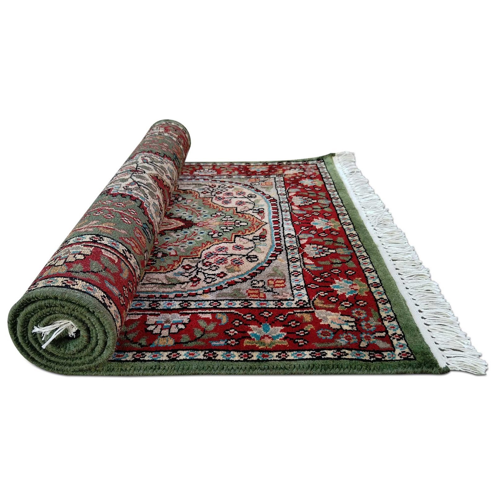 2.5x5 Ft Handmade Green Persian Wool Carpet - Image 7