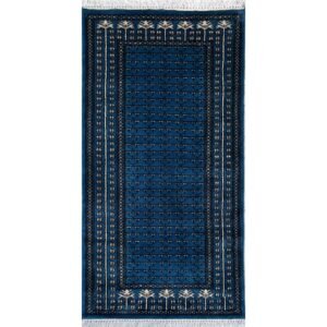 2.5x5 ft Hand Knotted Woolen Carpet Blue Parda