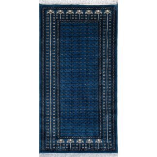 2.5x5 ft Hand Knotted Woolen Carpet Blue Parda