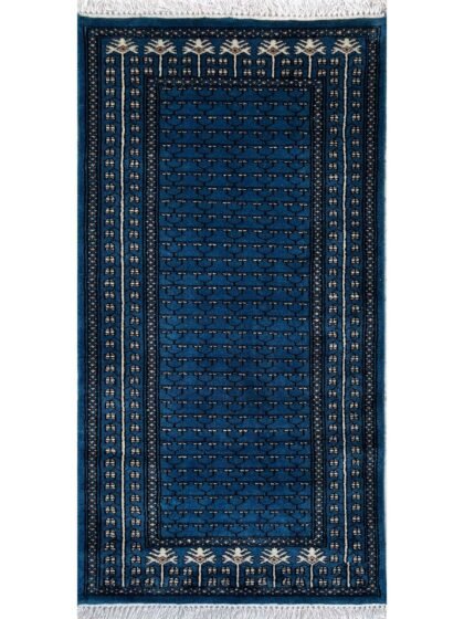 2.5x5 ft Hand Knotted Woolen Carpet Blue Parda