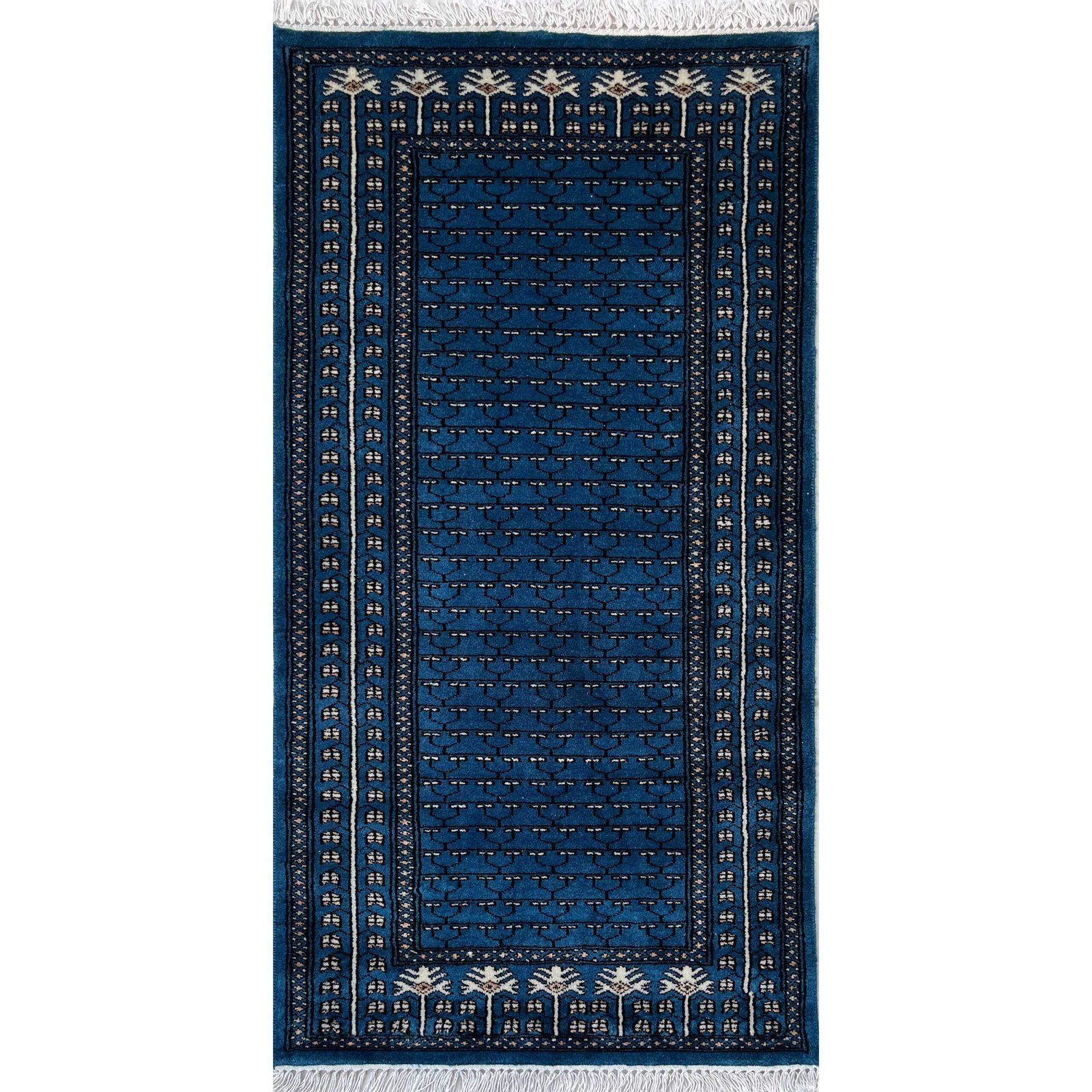 2.5x5 ft Hand Knotted Woolen Carpet Blue Parda