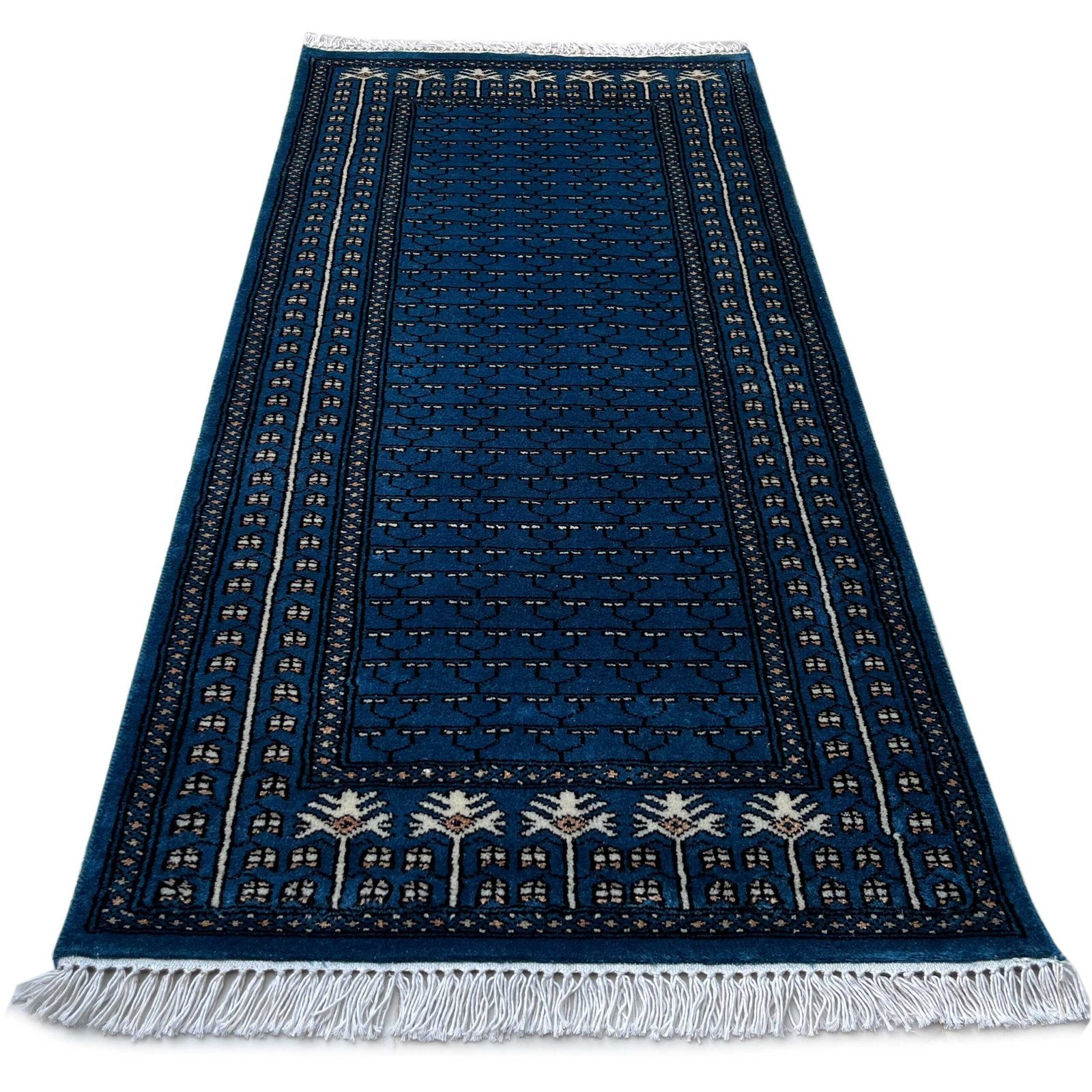 2.5x5 ft Hand Knotted Woolen Carpet Blue Parda - Image 2