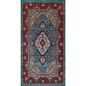 2.5x5 Ft Handmade Turquoise Persian Wool Carpet