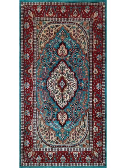 2.5x5 Ft Handmade Turquoise Persian Wool Carpet